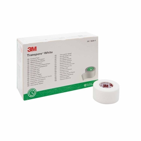 3M Transpore White Medical Tape White 1 Inch X 10 Yard Plastic NonSterile, 12PK 1534-1